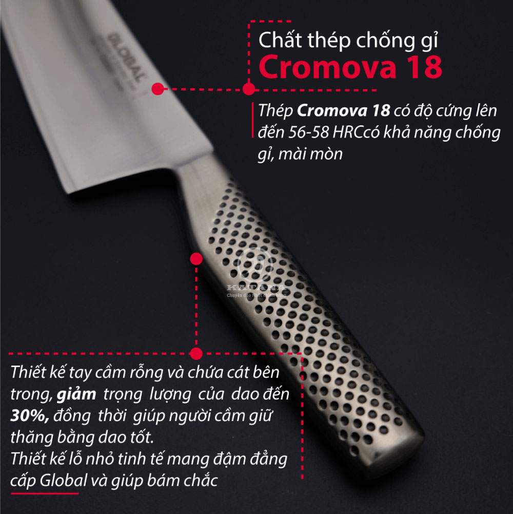 Dao bếp Nhật cao cấp Global GF36 Nakiri - Dao thái rau củ (200mm) - Dao bếp Nhật chính hãng