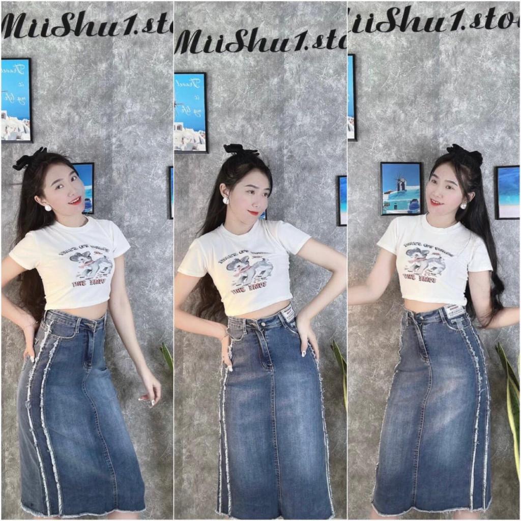 Áo thun Croptop ôm body in hình thỏ dễ thương