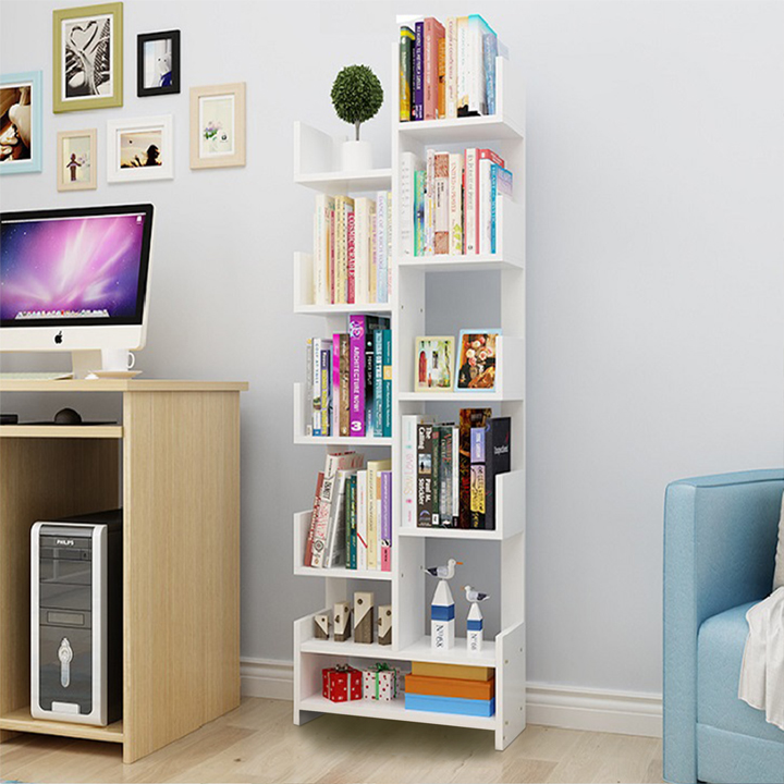 Kệ tủ giá sách bằng gỗ hình cây, dùng để đựng sách vở và trang trí phòng. Hàng lắp ráp thông minh, đa năng, dễ dàng vận chuyển.
