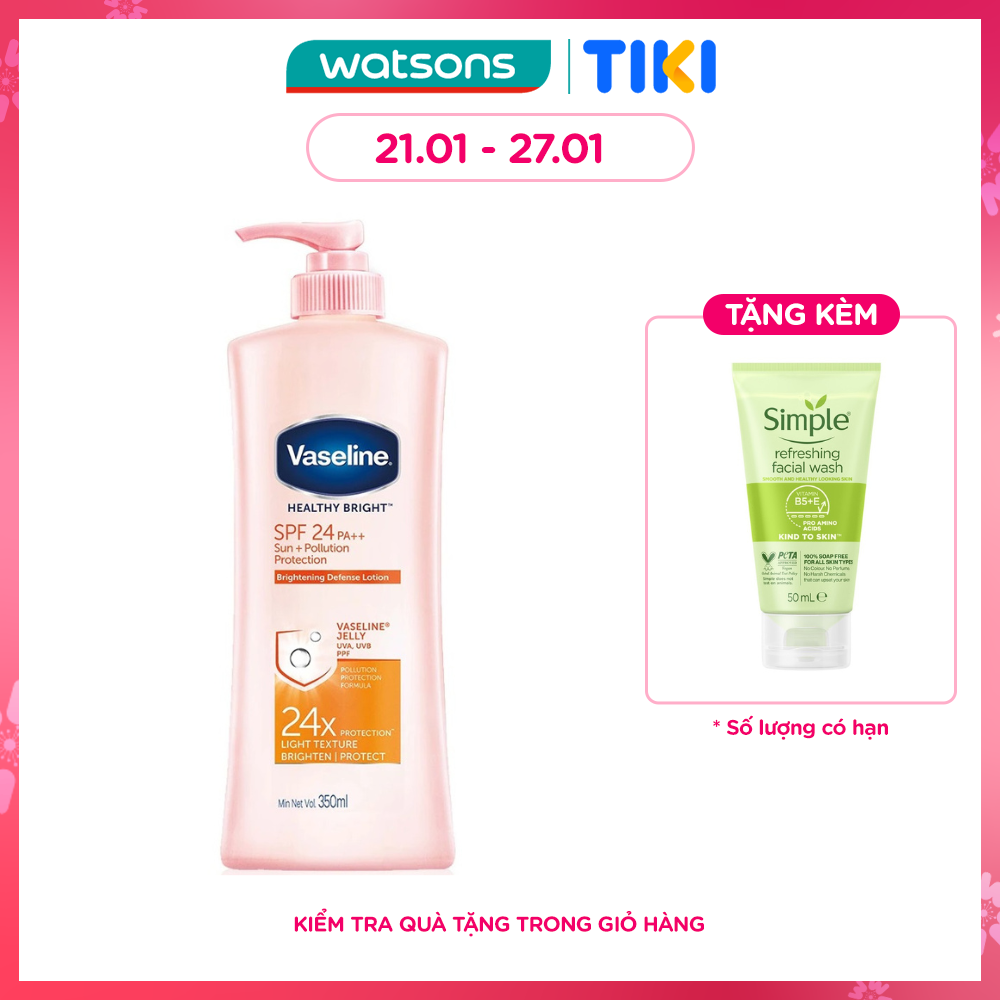 Sữa Dưỡng Thể Vaseline Sun+ Pollution Protection SPF24 PA++ Chống Nắng và Dưỡng Sáng Da 350ml