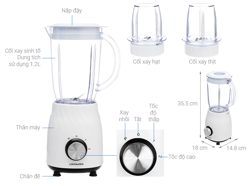 Máy Xay Sinh Tố Lock&amp;Lock EJM462 (350W - 1.2 Lít) - Hàng Chính Hãng