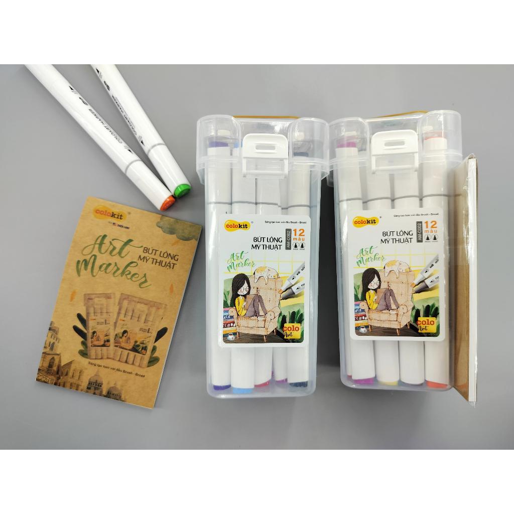 Bút lông mỹ thuật Colokit AM- 12 &amp; 24 màu - Hộp 12/24 Bút Lông Màu Mỹ Thuật