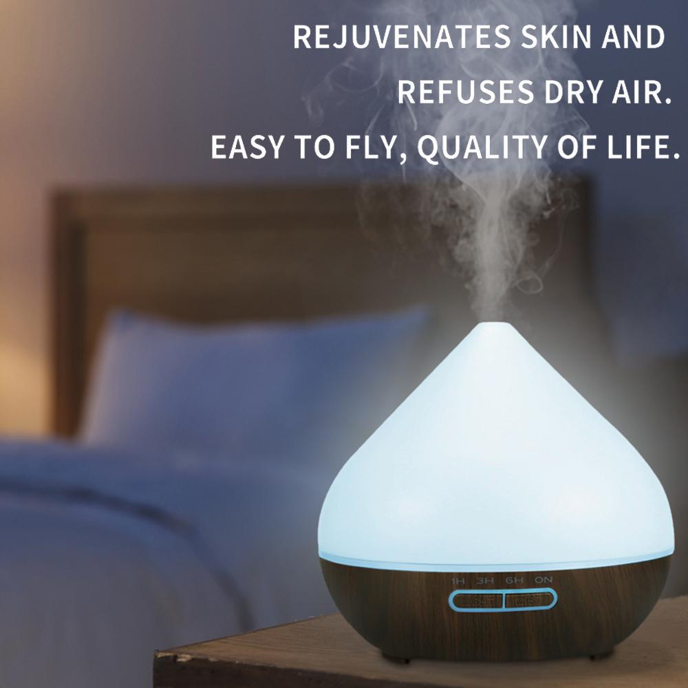 Máy Khuếch Tán Tinh Dầu Dung Tích 500Ml Có Đèn Nhiều Màu Sắc