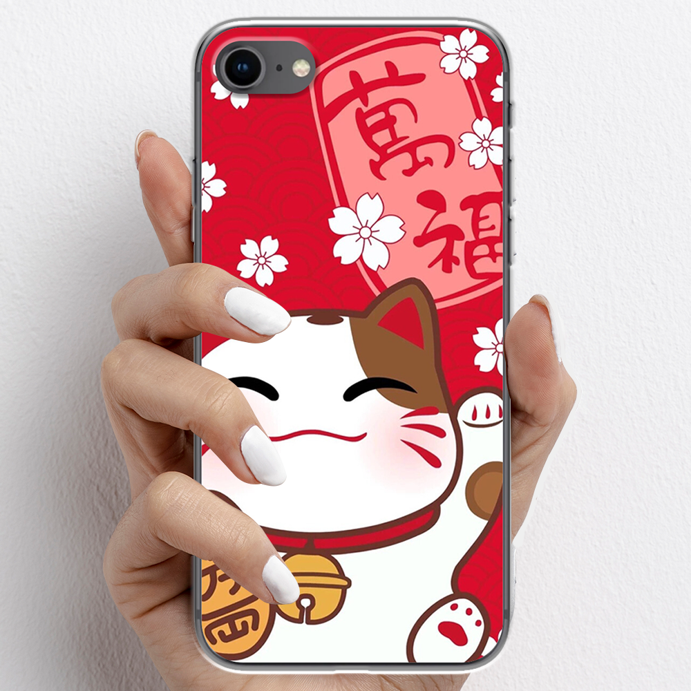 Ốp lưng cho iPhone 7, iPhone 8 nhựa TPU mẫu Mèo thần tài