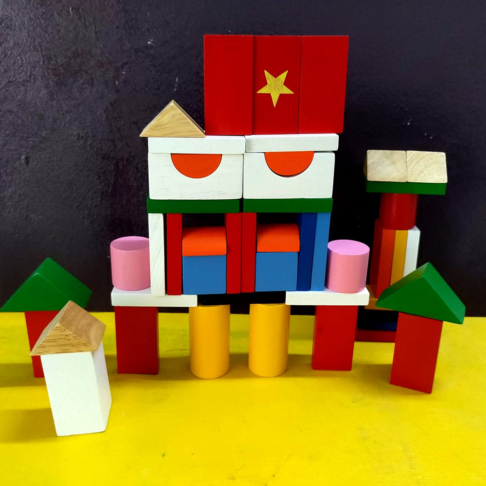 Bộ cờ quốc gia bằng gỗ, đồ chơi lắp ghép sáng tạo cho bé