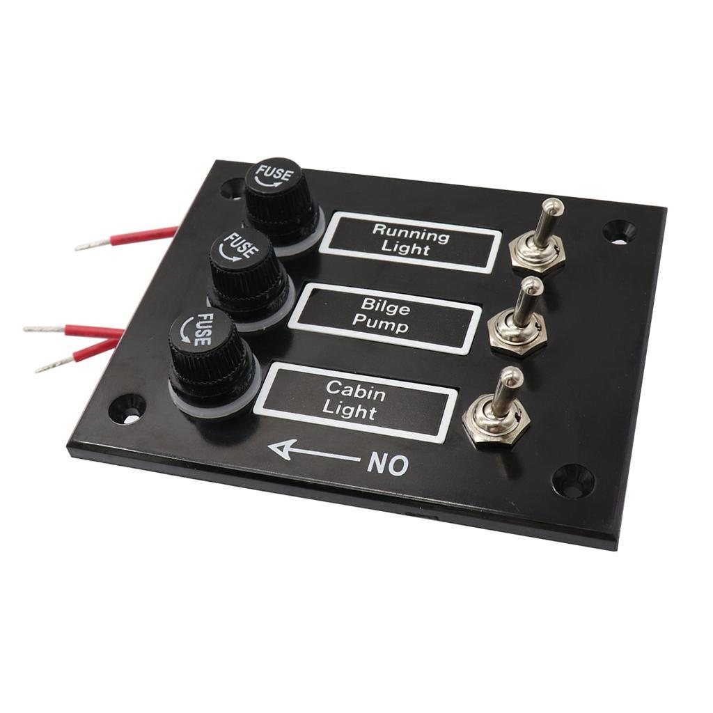 3 Gang ABS  Boats Classic Toggle Switch Panel with 5A Fuses DC 12V