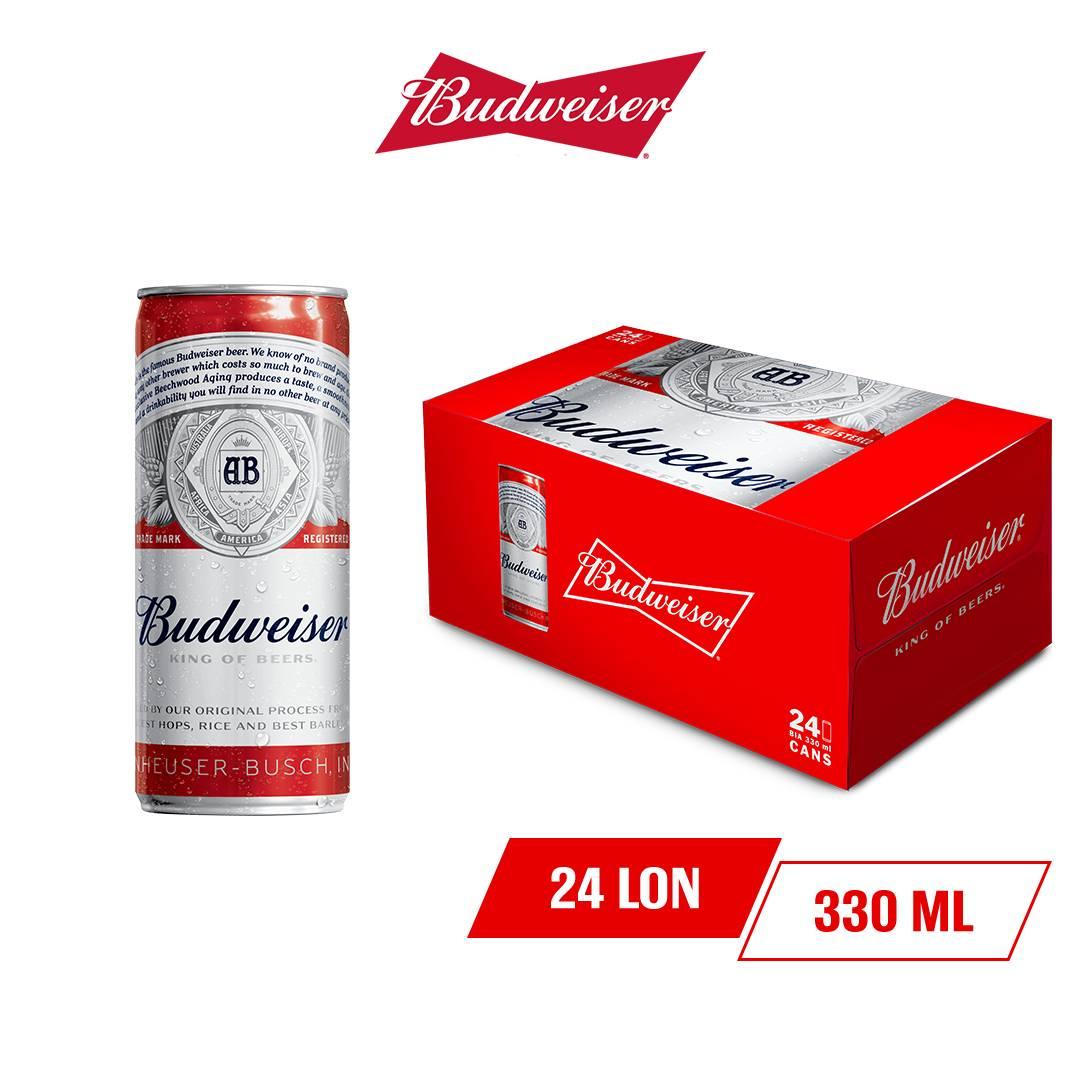 Thùng 24 Lon Bia Budweiser Chính Hãng (330ml/ lon)