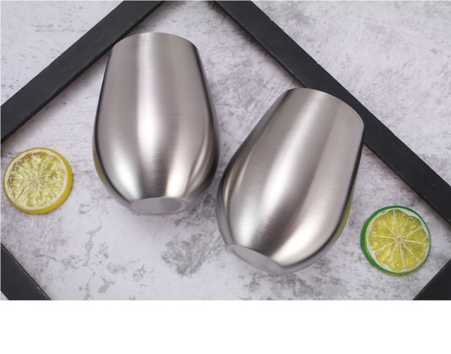 1 Ly cốc uống nước, bia, café, súc miệng không nắp hình quả trứng bằng thép không gỉ, inox 304 cao cấp