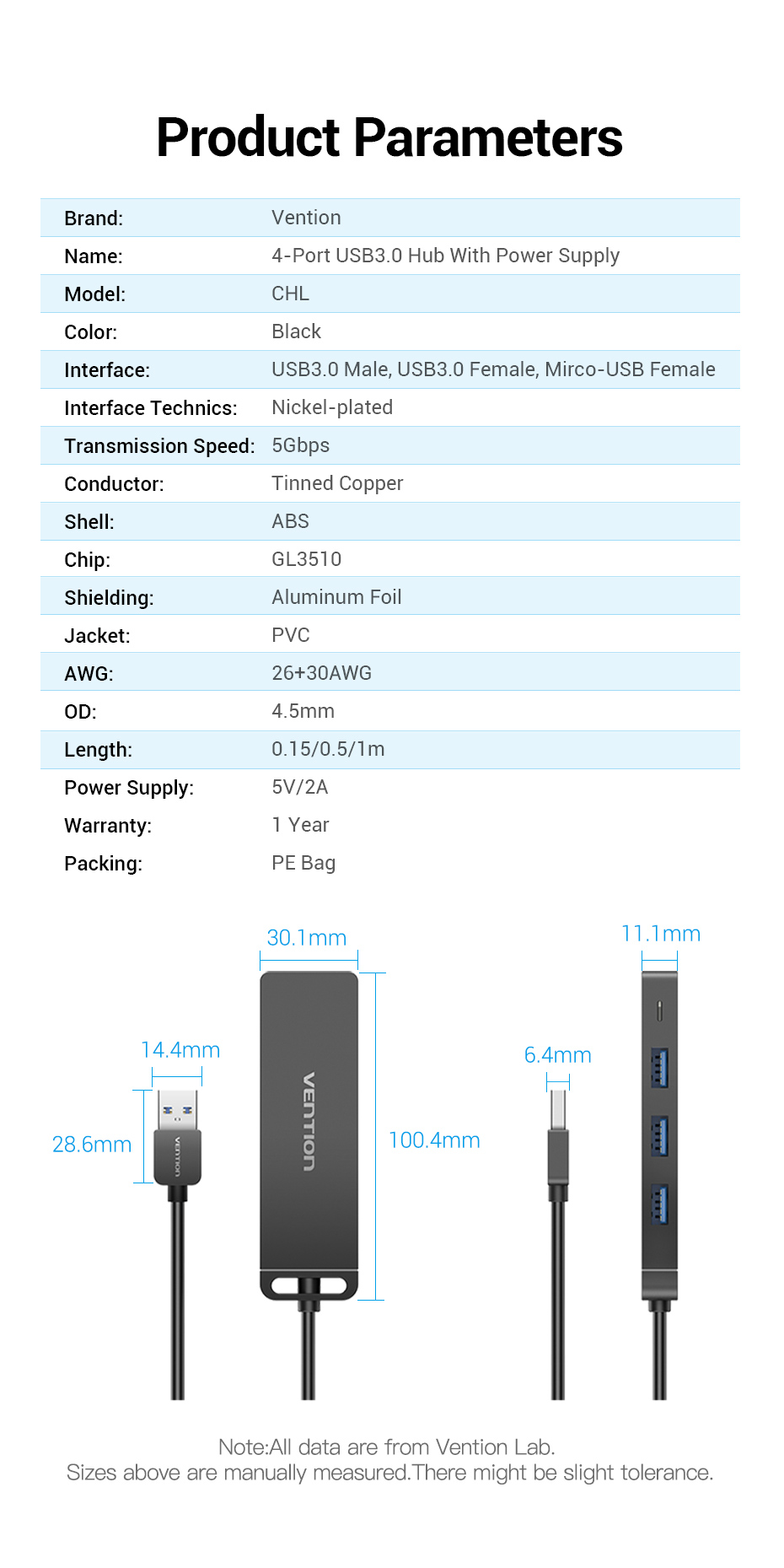 HUB 4 port USB 3.0- Bộ chia USB 1 ra 4 cổng 3.0 Vention