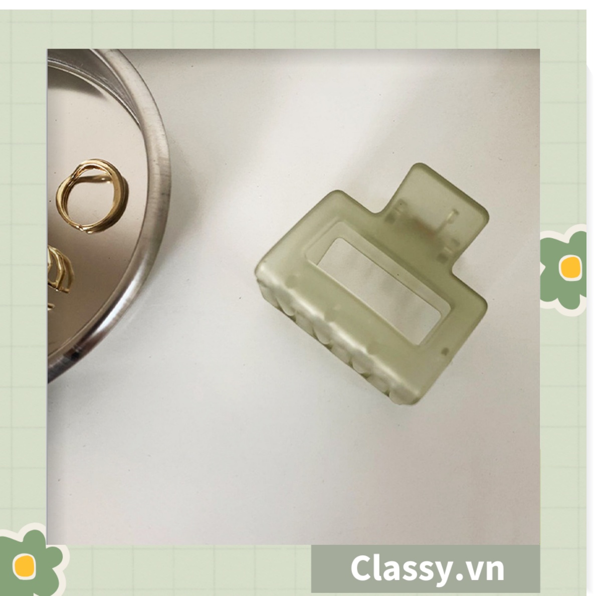 Kẹp tóc càng cua Classy màu xanh lá, dạng kẹp trong đục, nhiều kiểu dáng hiện đại PK1169