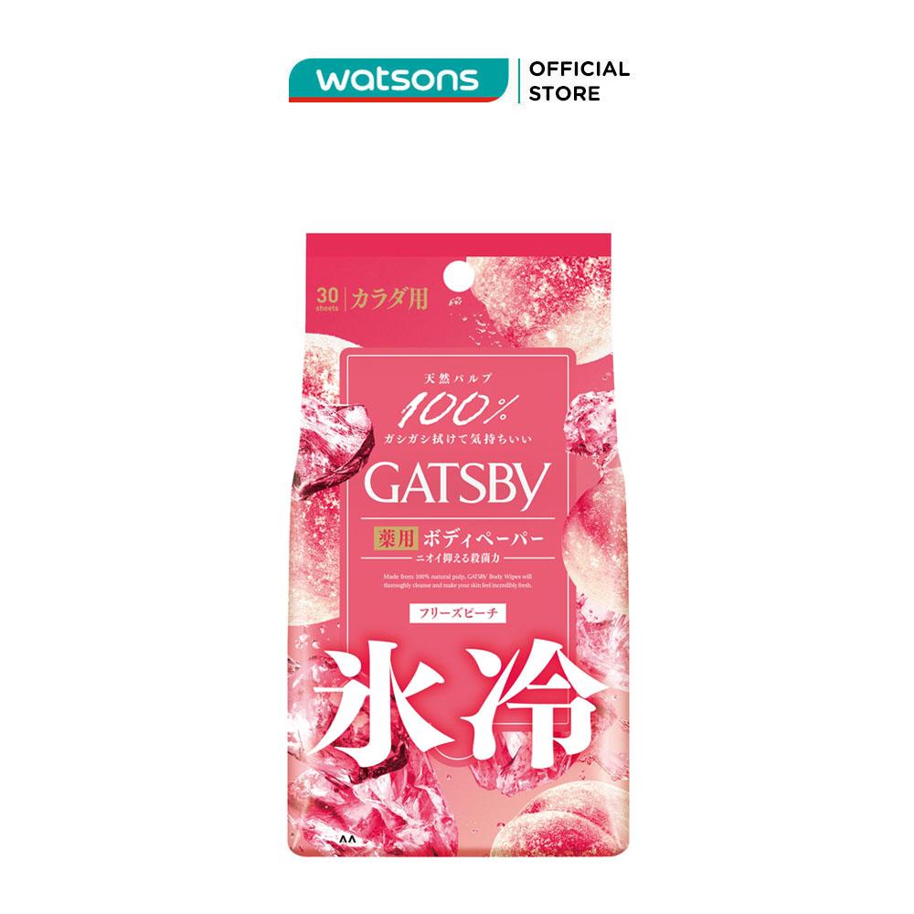 Khăn Ướt Gatsby Khử Mùi &amp; Làm Sạch Cơ Thể Freeze Peach 30 Tờ