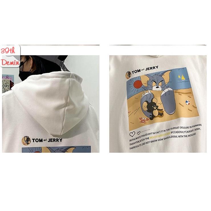 Áo Hoodie TOM & JERRY vui nhộn phong cách Hàn Quốc chất NỈ COTTON lót BÔNG unisex nam nữ