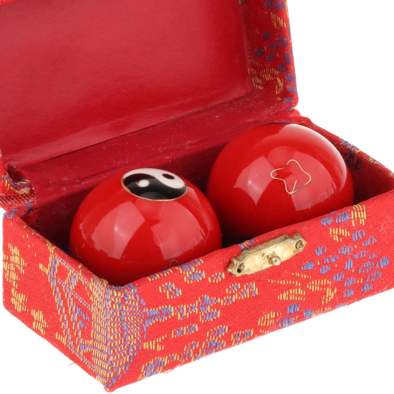 2 Pieces Massage Balls with Storage Box Baoding Balls for Middle Aged People