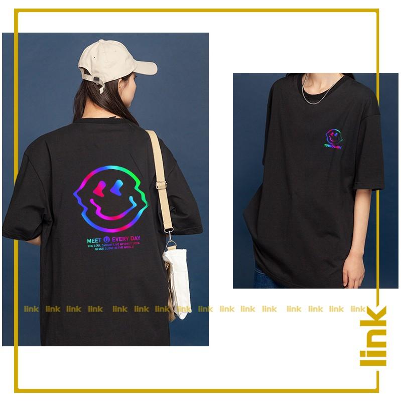 Áo phản quang 7 màu MẶT CƯỜI SÓNG THOUGH tay lỡ unisex