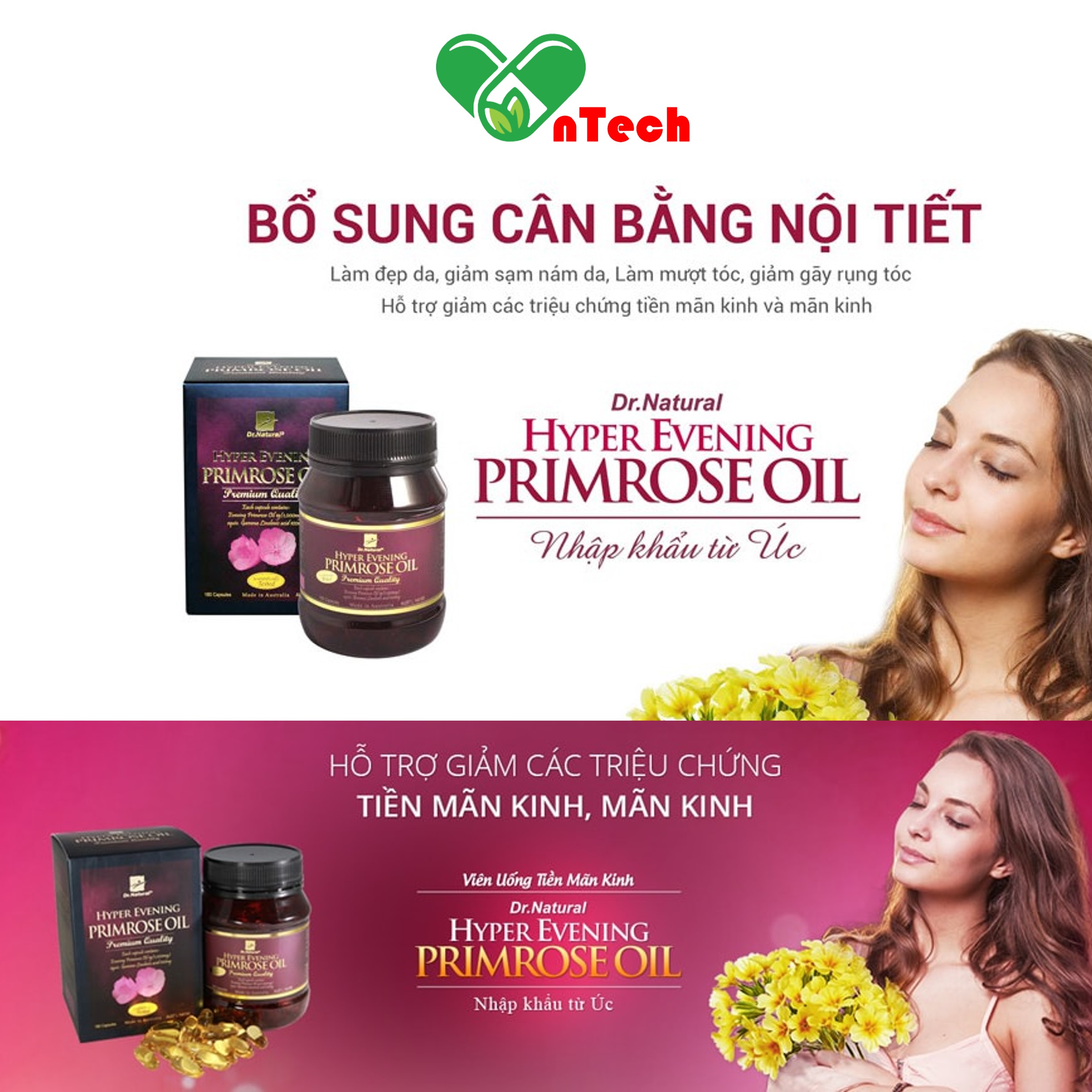 Viên uống bổ sung và cân bằng nội tiết tố làm trắng da mờ nám tàn nhang Hyper Evening Primrose Oil hộp 180 viên và 90 viên