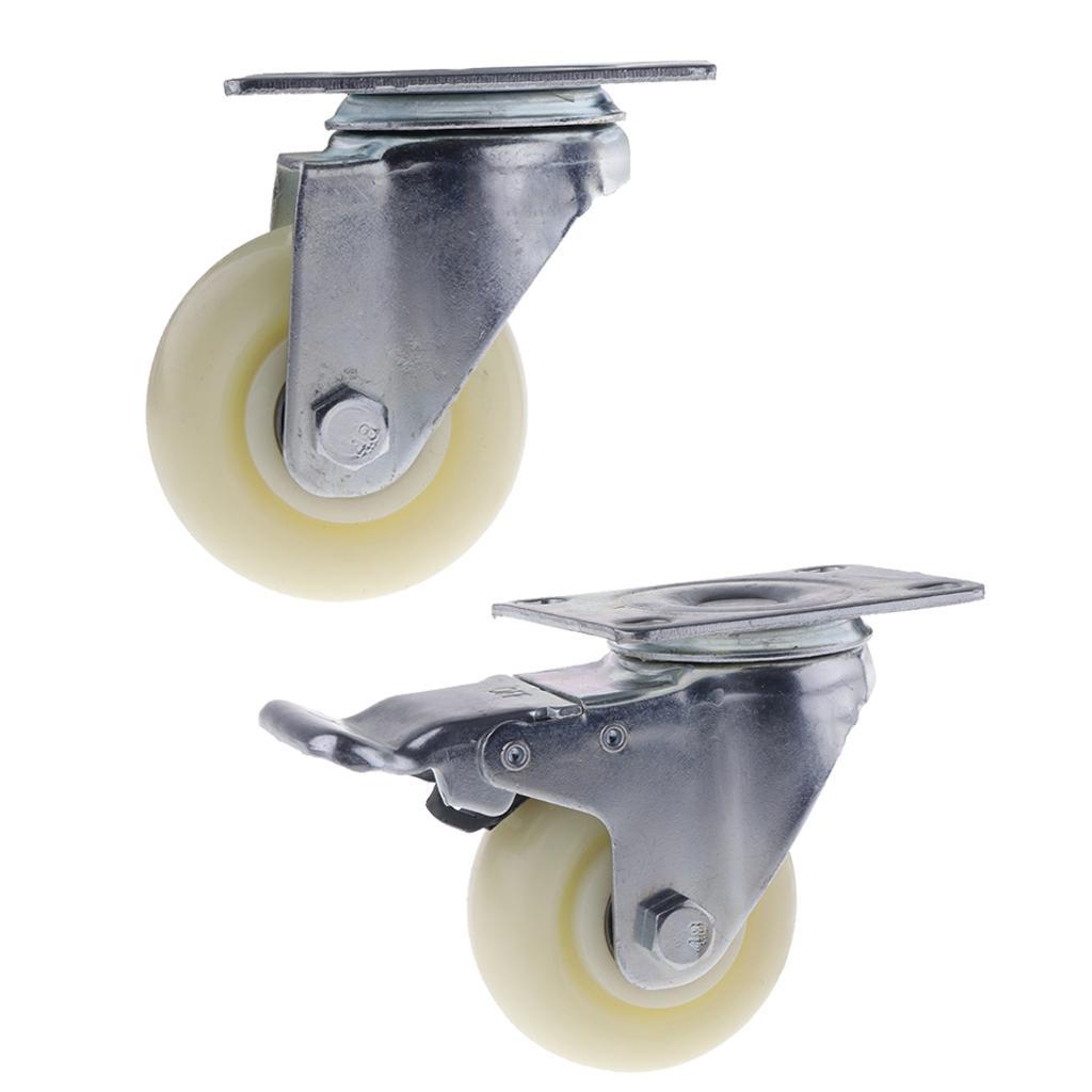 3Inch White PP Swivel Plate Caster Wheels 90kg 200lbs Trolley Cart