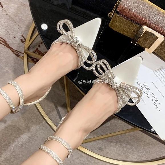 Giày Sandal LCC52 Đính Nơ Đá Xinh Xắn Dành Cho Nữ