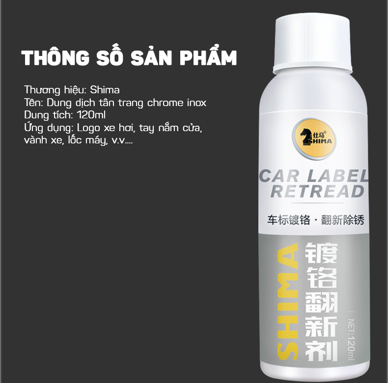 Dung Dịch Tẩy Ố Phục Hồi Và Làm Bóng Mạ Crom Chrome Inox Logo Ô Tô SHIMA - Hàng Nhập Khẩu