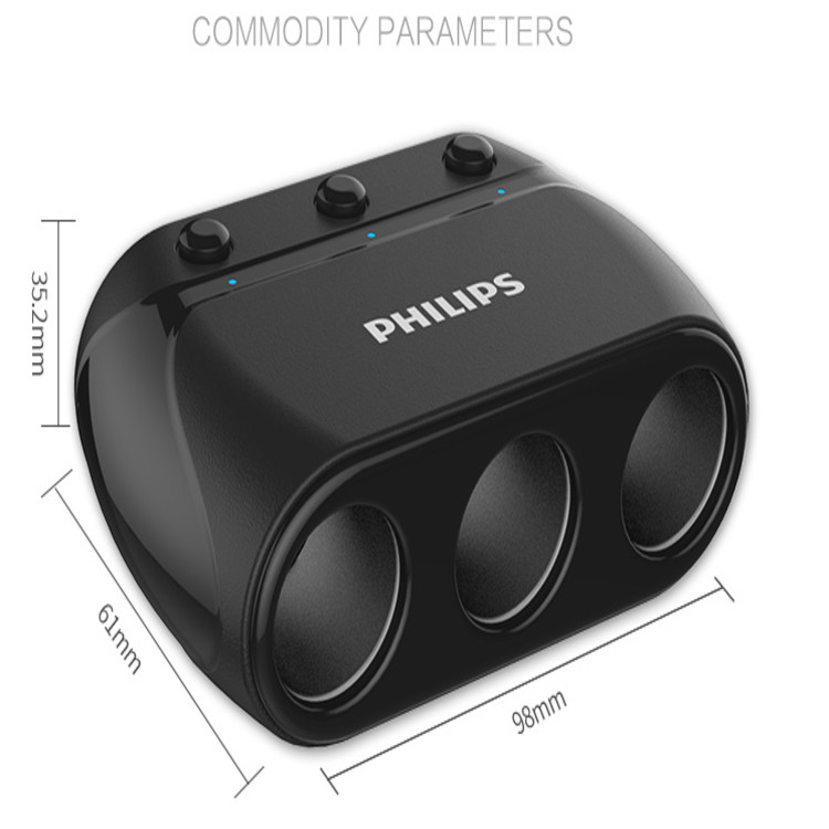 Bộ chia tẩu sạc ô tô cao cấp nhãn hiệu Philips DLP2019 công suất 120W - Hàng nhập khẩu