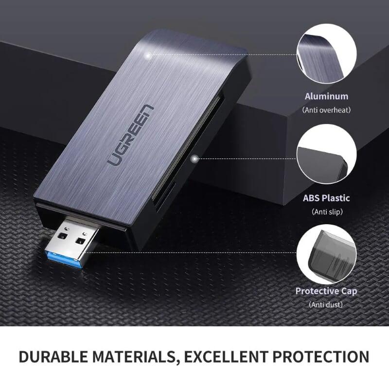 Ugreen UG50541CM180TK Màu Đen Đầu đọc thẻ USB 3.0 sang SD + TF + CF + MS cao cấp - HÀNG CHÍNH HÃNG
