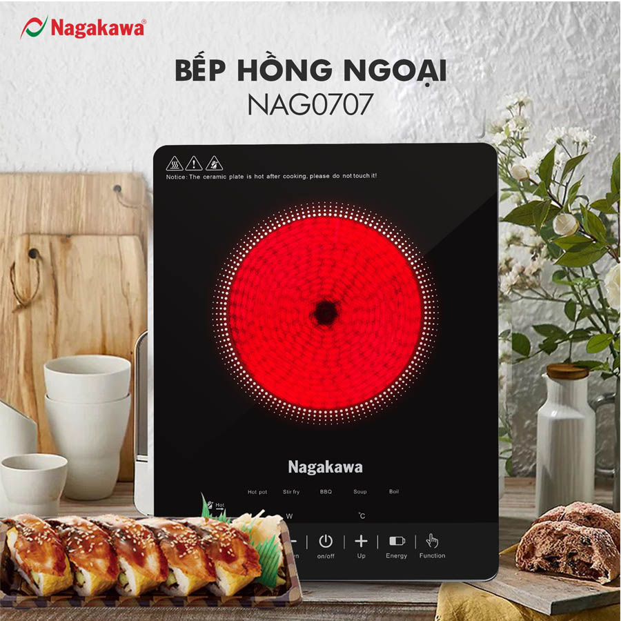 Bếp Hồng Ngoại Cảm ứng Nagakawa NAG0707 (2000W) - Kèm Vỉ nướng - Hàng Chính Hãng