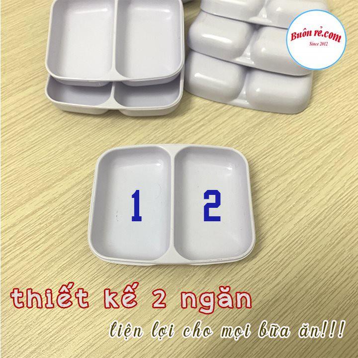 Đĩa chấm phíp 2 ngăn Việt Nhật, bát đựng gia vị nước chấm, đĩa đựng gia vị 2 ngăn mini nhỏ gọn tiện lợi (MS 1205)