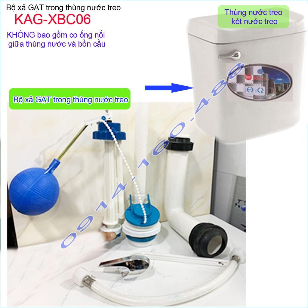 Bộ xả bồn cầu treo tường KAG-XBC06-tay gạt, Bộ ruột xả ruột két nước treo cho bồn cầu két rời