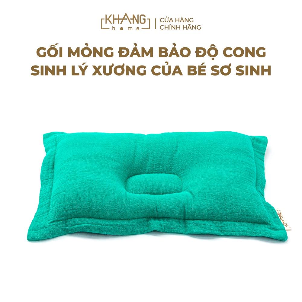 Gối Nằm Vải Xô Khang Home Định Hình Đầu Cho Bé Sơ Sinh 25x35cm