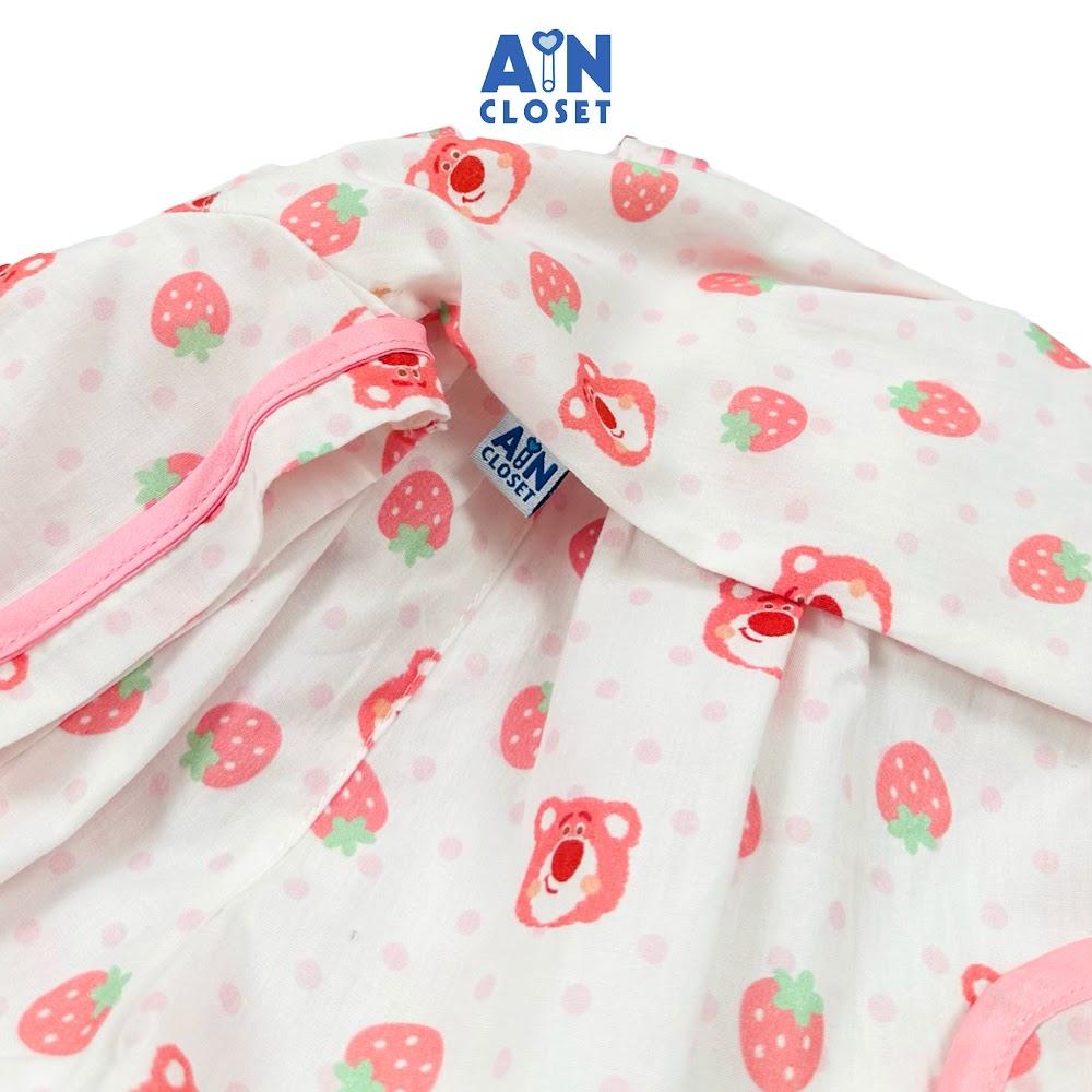 Bộ quần áo Ngắn bé gái họa tiết Gấu Dâu hồng cotton - AICDBGPXLFNW - AIN Closet