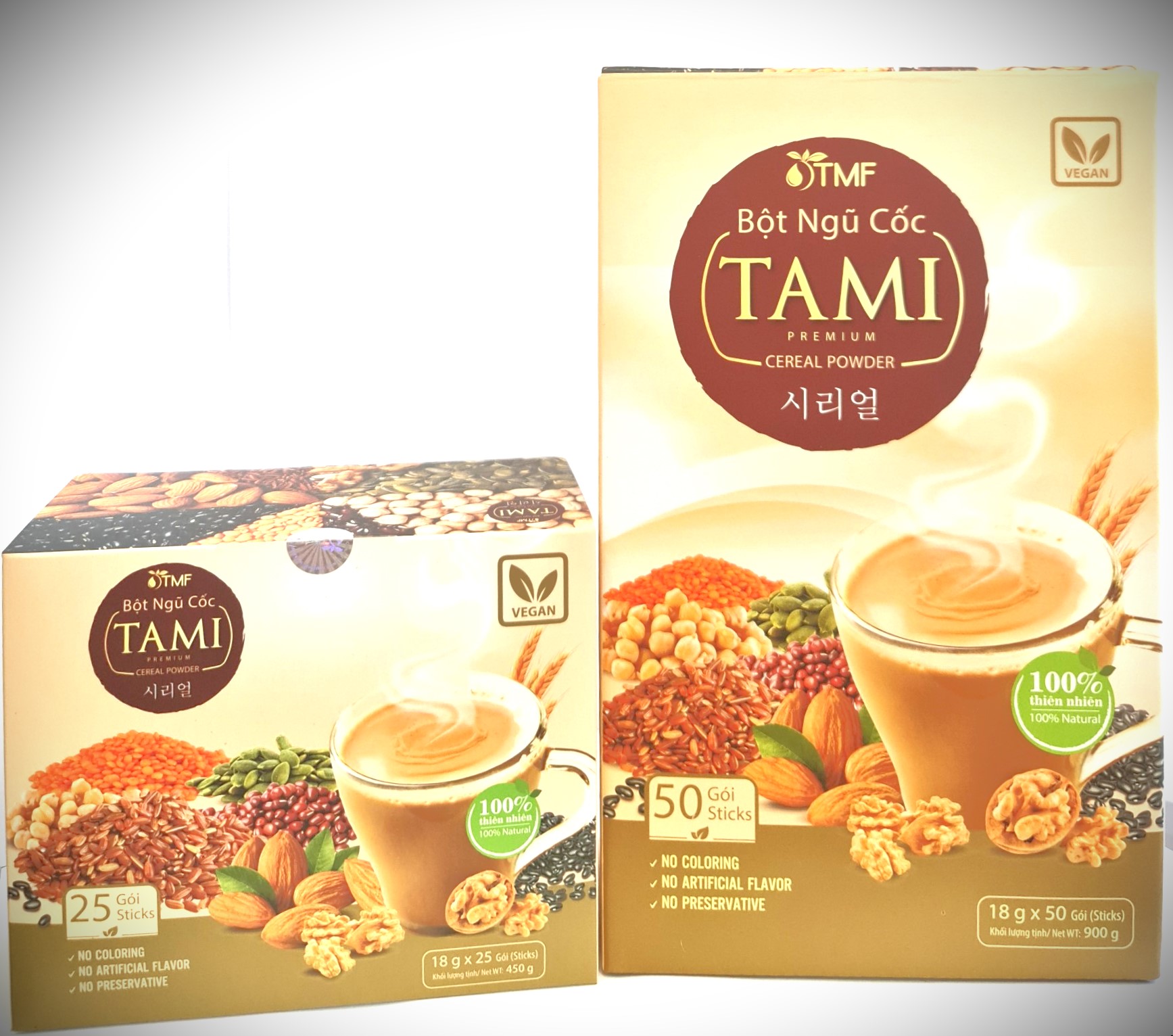 Bột ngũ cốc nảy mầm Tami ít ngọt 900g hộp 50 gói TÂM MINH FOODS