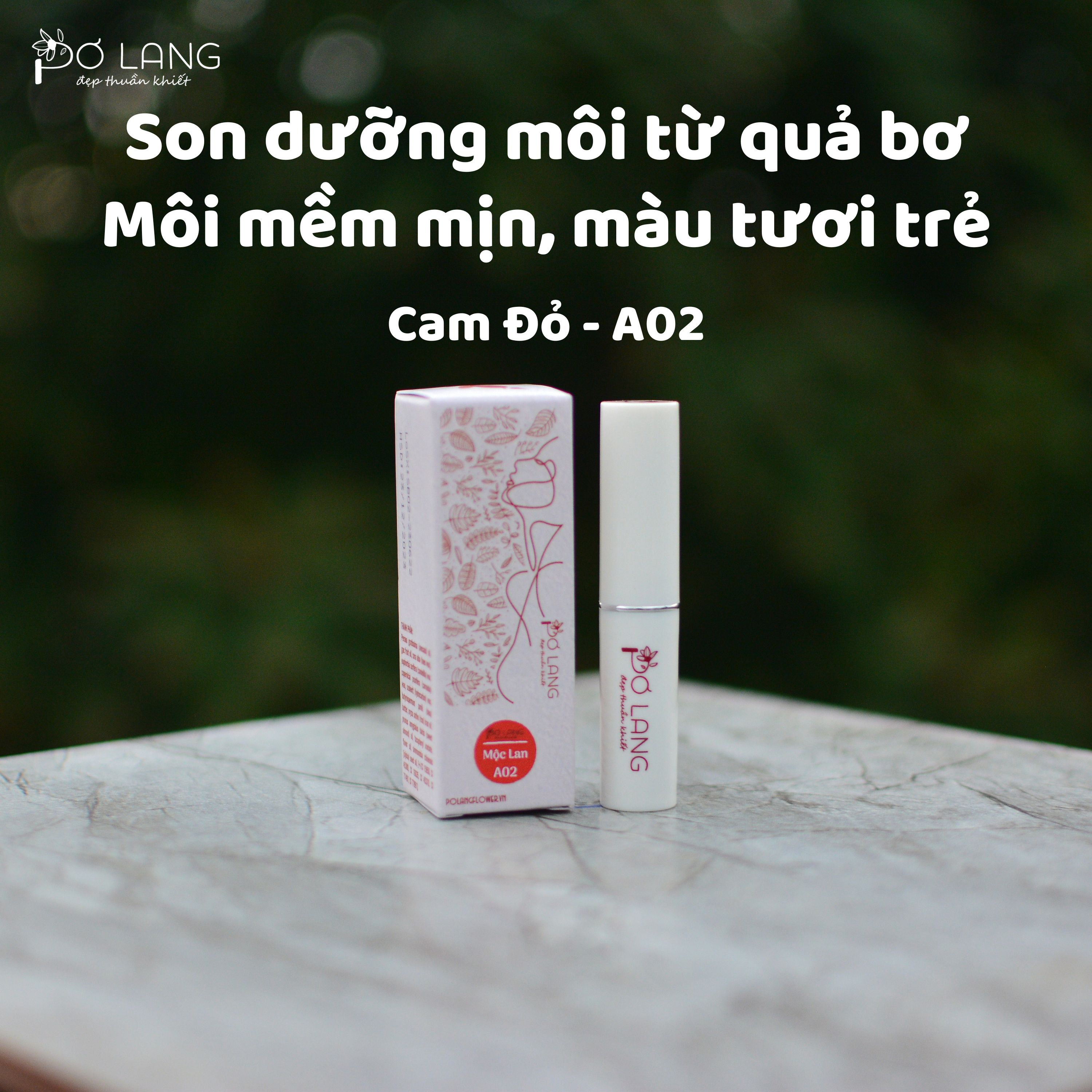 Son dưỡng môi Pơ Lang màu Cam Đỏ dưỡng môi từ trái bơ - A02