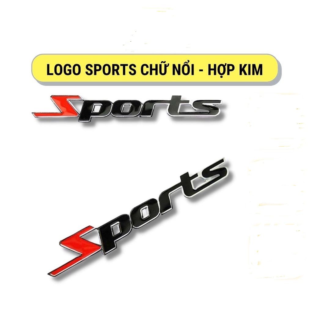 Logo kim loại chữ SPORTS trang trí ô tô xe máy