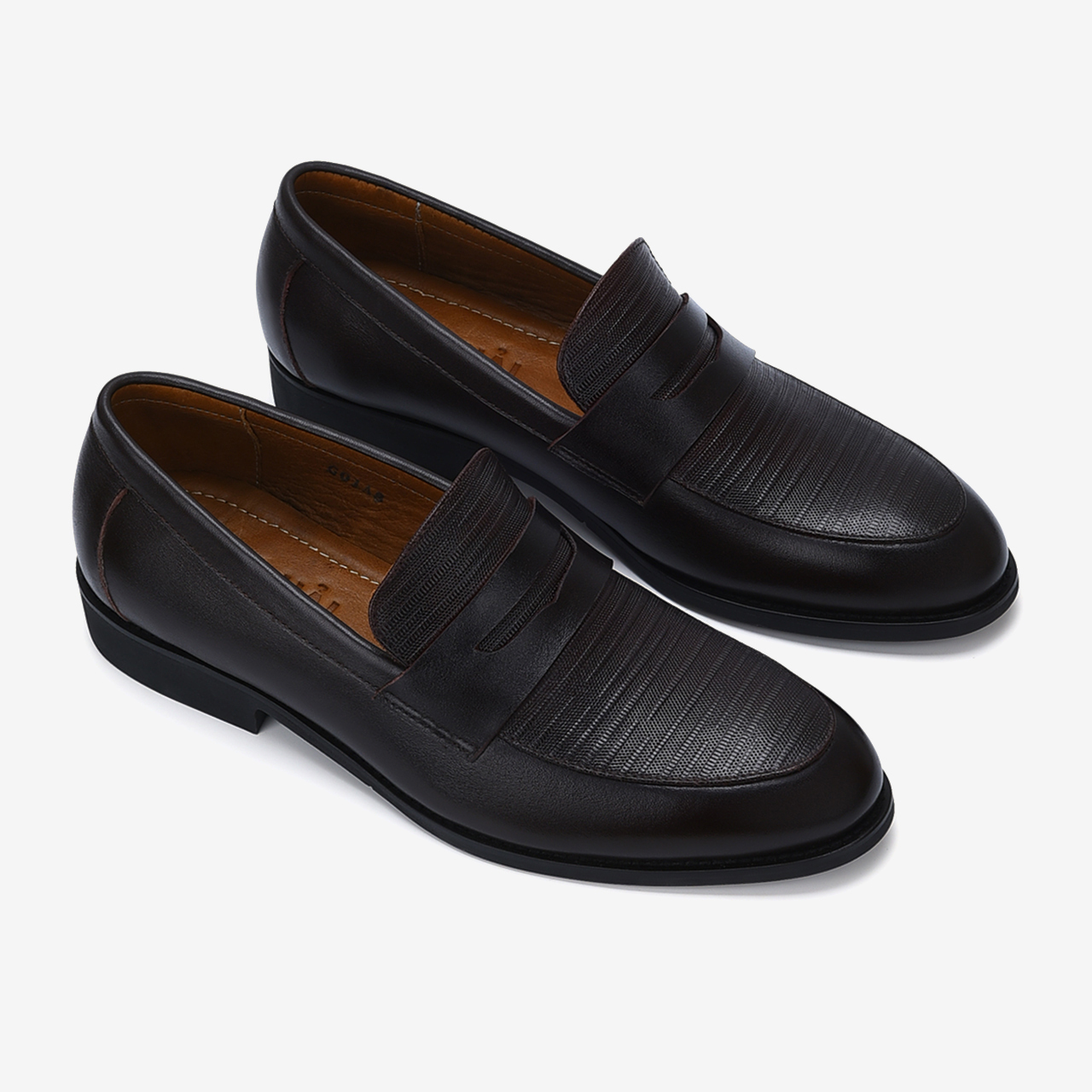 Giày tây nam Đông Hải thiết kế Penny  Loafer da bò cao cấp dập vân thời thượng  đế cao 3cm - G01A8