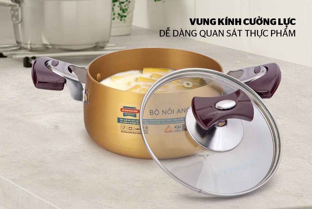 Bộ 3 Nồi Anod Sunhouse SH6634N - Hàng Chính Hãng