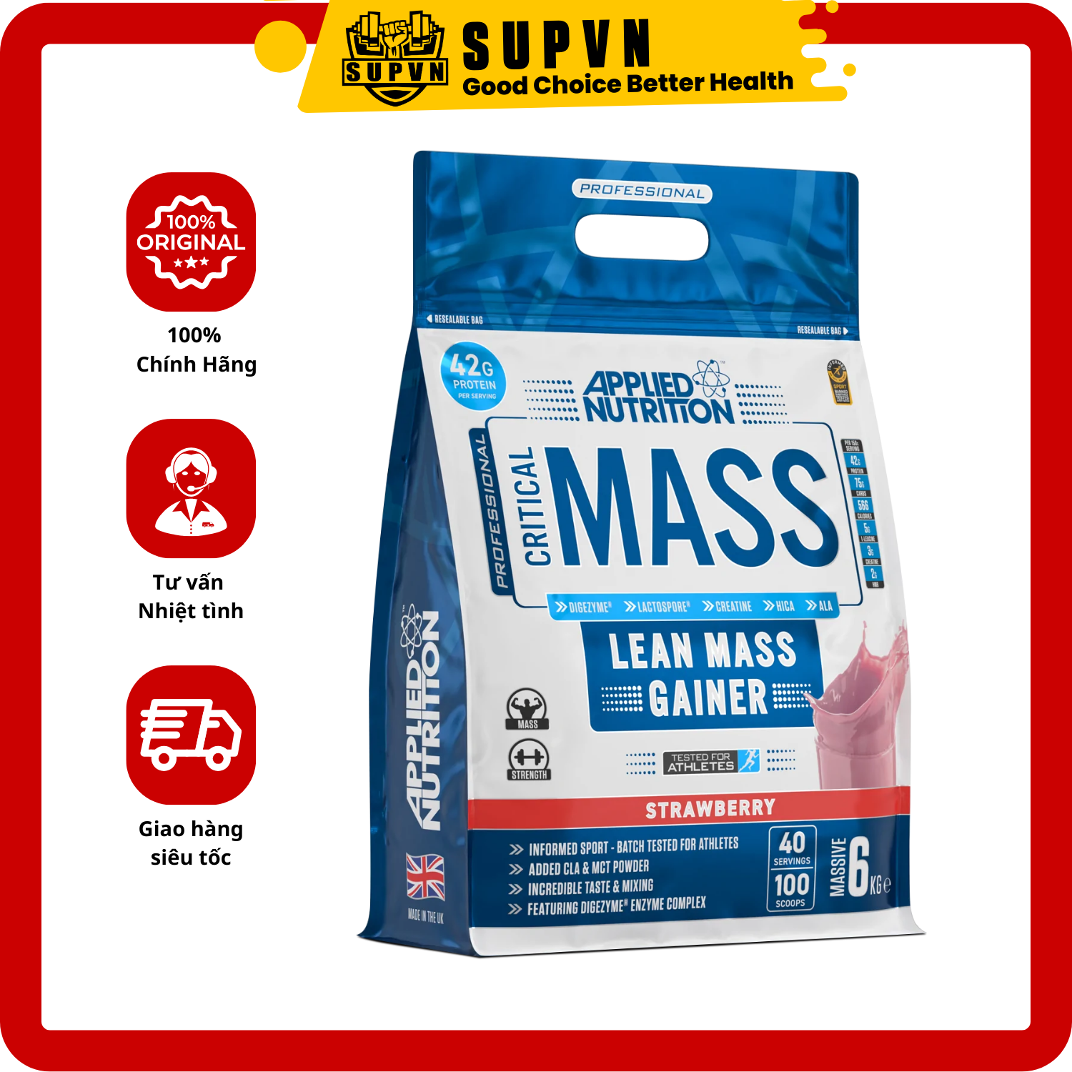 Critical Mass (40Serving) 6Kg - Sữa Dinh Dưỡng Tăng Cân Nhanh Cao Cấp Cho Người Gầy