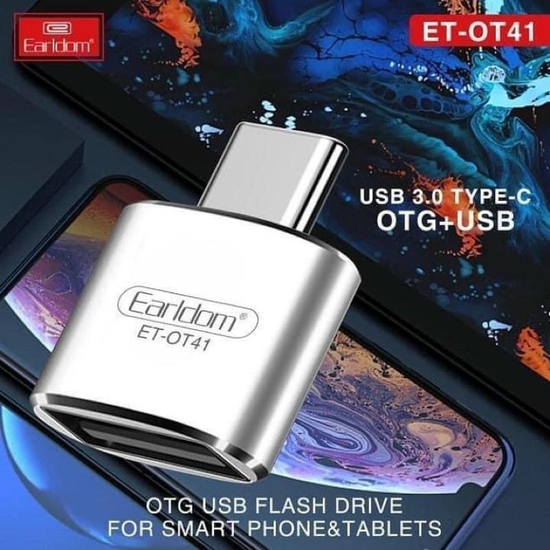 Usb otg Type c 3.0, đầu đọc usb thẻ nhớ dữ liệu cho các dòng smartphone chán typec Earldom ot41 - Hàng chính hãng