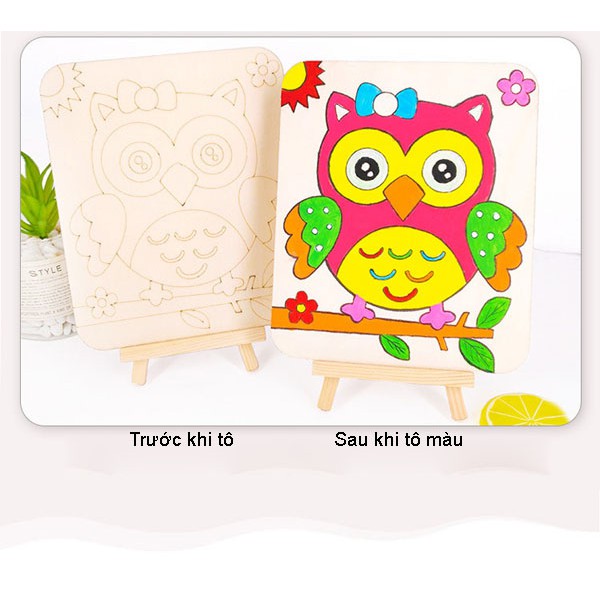 Tranh gỗ tô màu nước nhiều mẫu siêu đáng yêu cho bé