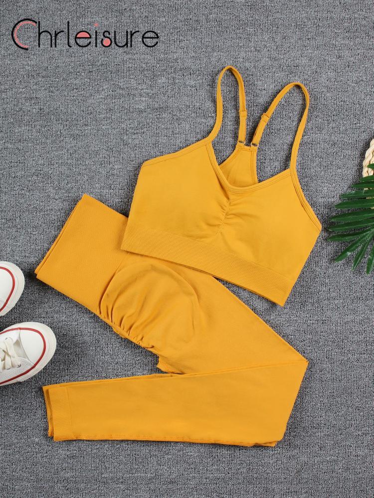 CHRLEISURE 2 Món Bộ Thể Thao Liền Mạch Yoga Crop Top Bra Quần Legging Bộ Đồ Thể Thao Chắc Chắn Tập Luyện Bộ Đồ Tập Gym Thể Hình Quần Áo Thể Thao Color: Red pants set Size: S