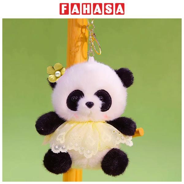 Móc Khóa Thú Bông White Panda - HGT-50 - Váy Vàng