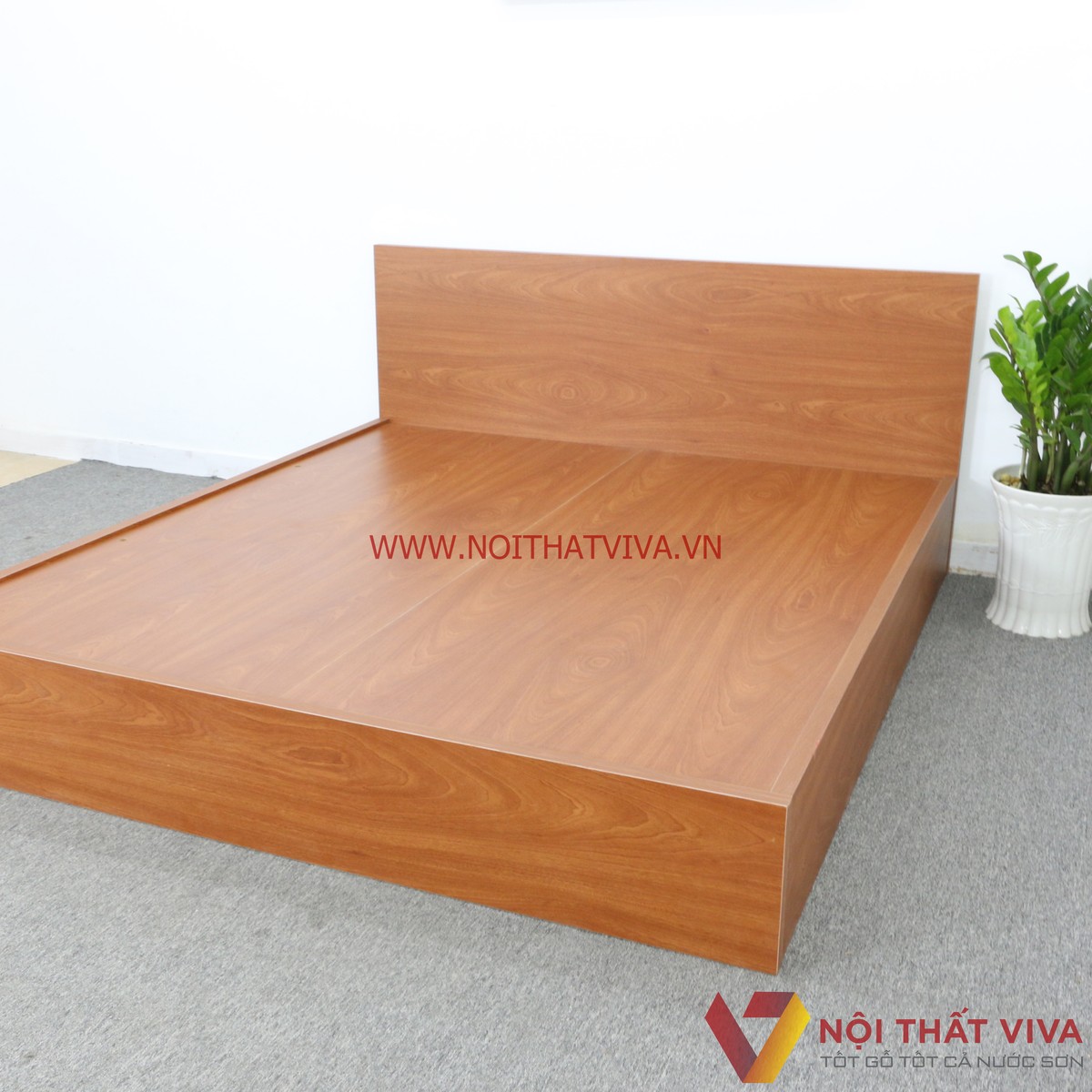 Giường Ngủ Gỗ Mdf Melamine Màu Xoan Đào