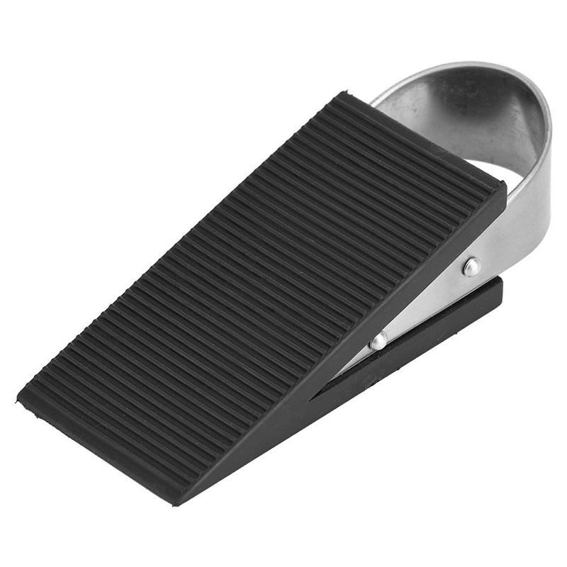 Rubber Stainless Steel Door Stopper Stop Door Block Wedge Black