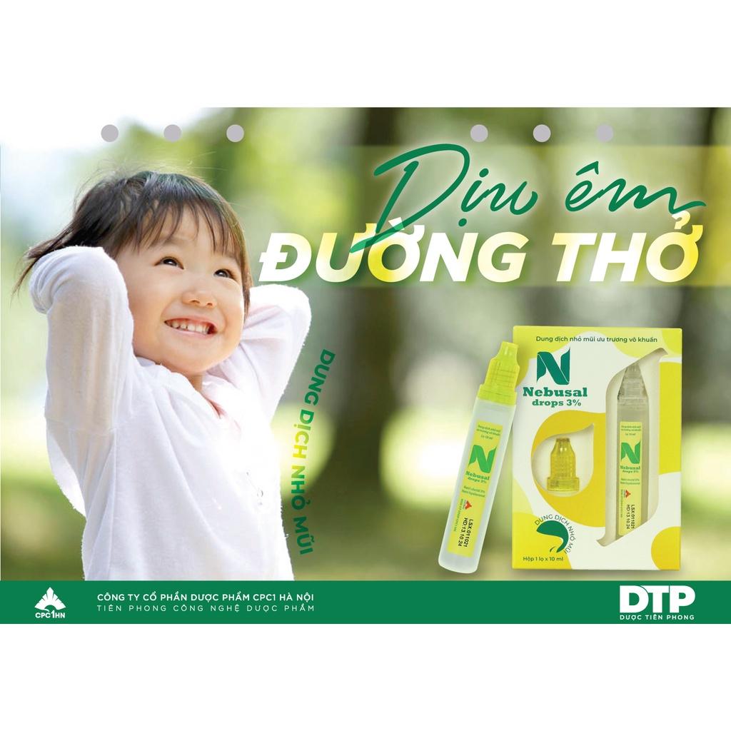 Dung Dịch Nhỏ Mũi Nebusal Drops 3% (10ml) - Giảm nghẹt mũi sổ mũi - Công thức an toàn cho trẻ sơ sinh và trẻ nhỏ.