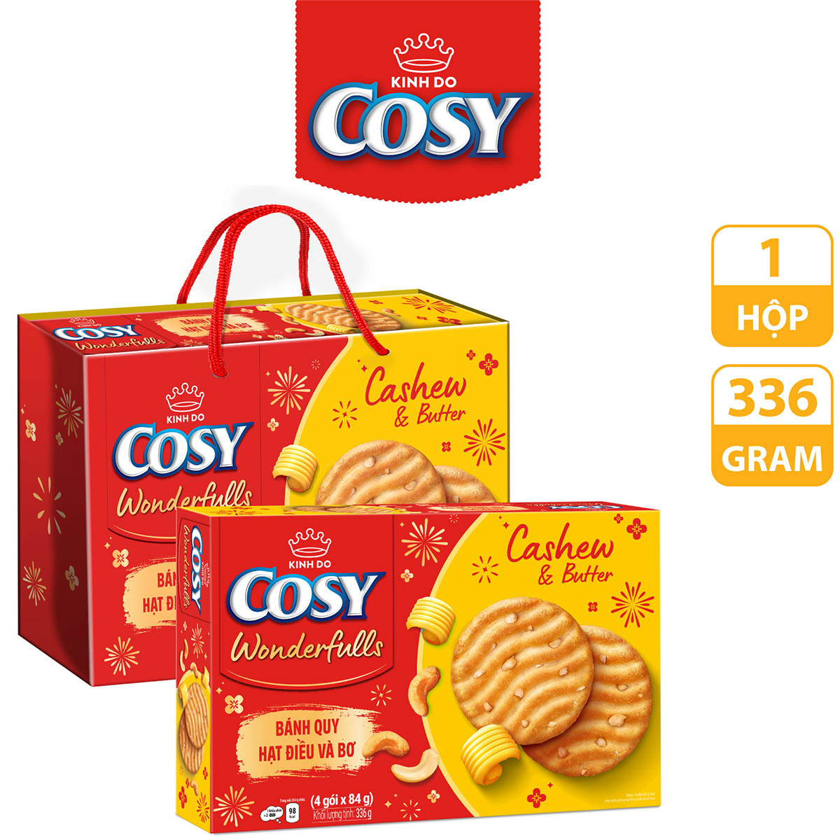 Bánh quế thập cẩm Cosy, hộp quà Tết 378g