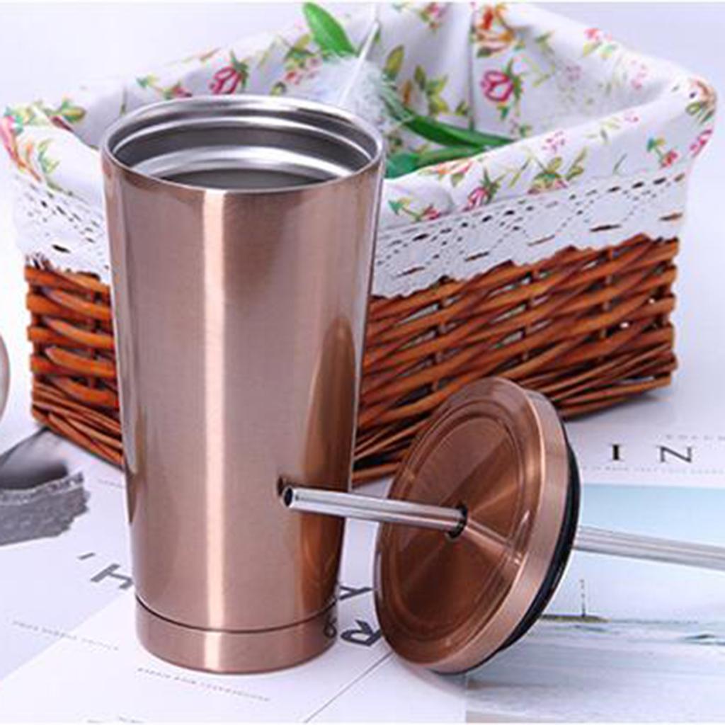 2x Smoothie Tumbler with Straw - Juice &amp; Iced Coffee Stainless Travel Hiking