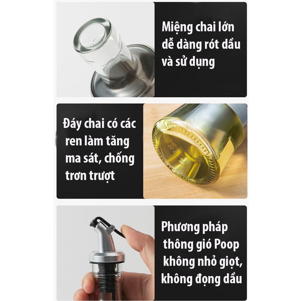 Chai rót dầu ăn, nước tương thuỷ tinh bọc inox cao cấp 200/300/500ml