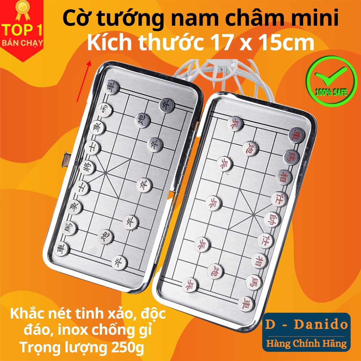 Hình ảnh Cờ Tướng Nam Châm Bỏ Túi - Cờ Tướng Bàn Là Hộp Đựng - Hàng chính hãng