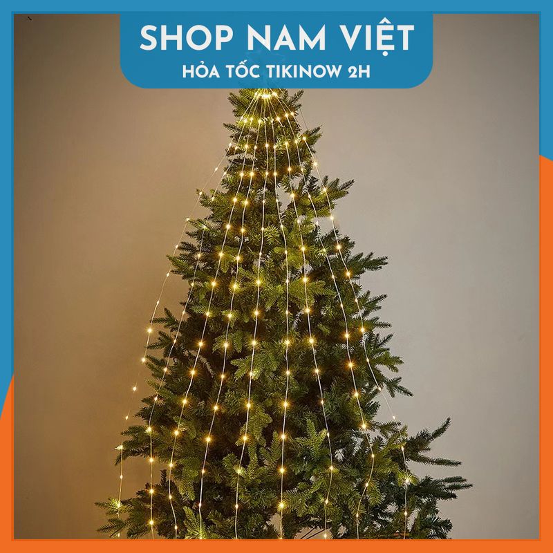 Đèn Ngôi Sao Thả 9 Dây Led Hạt Gạo Trang Trí Ngoài Trời, Treo Cây Thông Giáng Sinh Noel