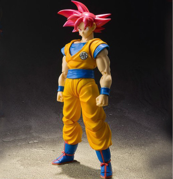 Mô hình khớp nhân vật Songoku tóc đỏ 2 mặt Dragon Ball Saiyan 16cm