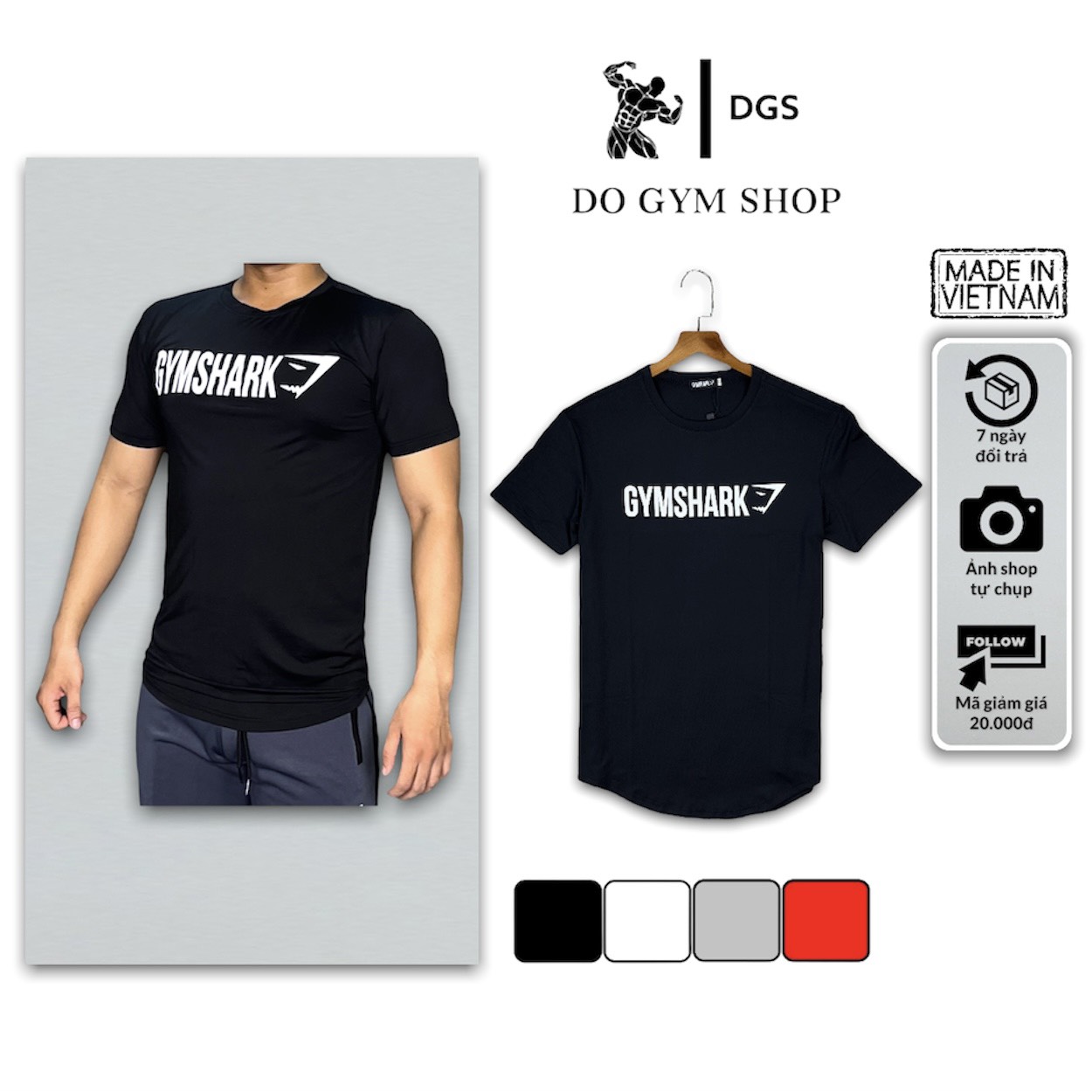 Áo phông nam thể thao DO GYM SHOP form ôm body, thun lạnh co giãn 4 chiều thoáng mát
