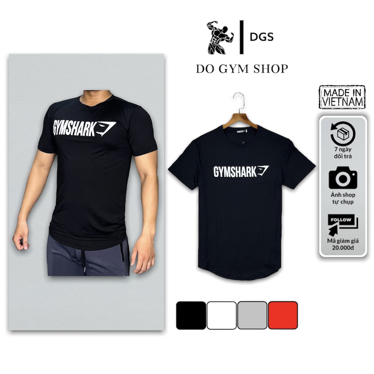 Áo phông nam thể thao DO GYM SHOP form ôm body, thun lạnh co giãn 4 chiều thoáng mát		